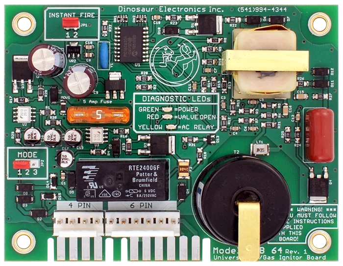 UIB 64 – DINOSAUR ELE Ignition Control Circuit Board, For Atwood ® AC/Gas Water Heaters That Have Both 4 Position And...